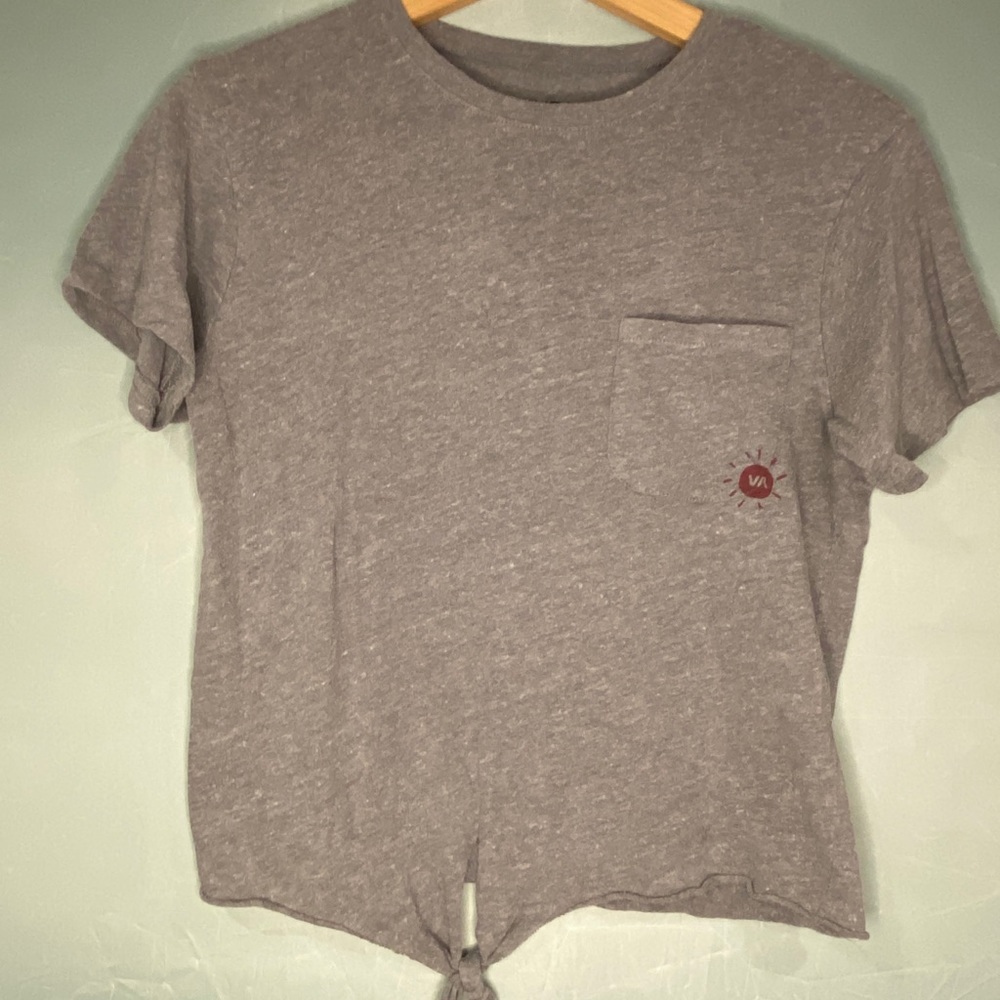RVCA grey tie front t-shirt